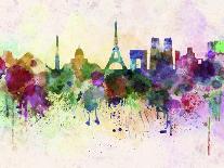 Paris Skyline in Watercolor Background-paulrommer-Art Print