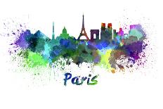 Paris Skyline in Watercolor Background-paulrommer-Art Print