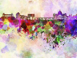 Rome Skyline in Watercolor Background by paulrommer