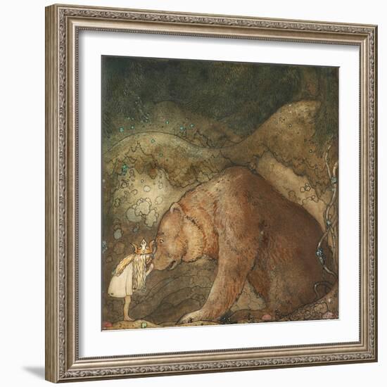 Pauvre Petit Ours ! - Poor Little Bear! - Oeuvre De John Bauer (1882-1918), 1912 - Watercolour and-John Bauer-Framed Giclee Print