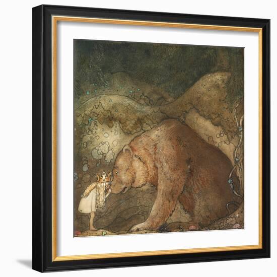 Pauvre Petit Ours ! - Poor Little Bear! - Oeuvre De John Bauer (1882-1918), 1912 - Watercolour and-John Bauer-Framed Giclee Print