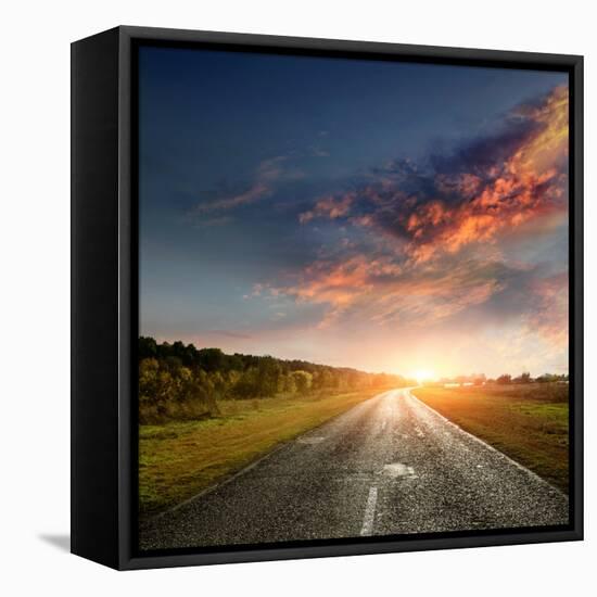 Paved Country Road with Surprisingly Beautiful Sky-Krivosheev Vitaly-Framed Premier Image Canvas
