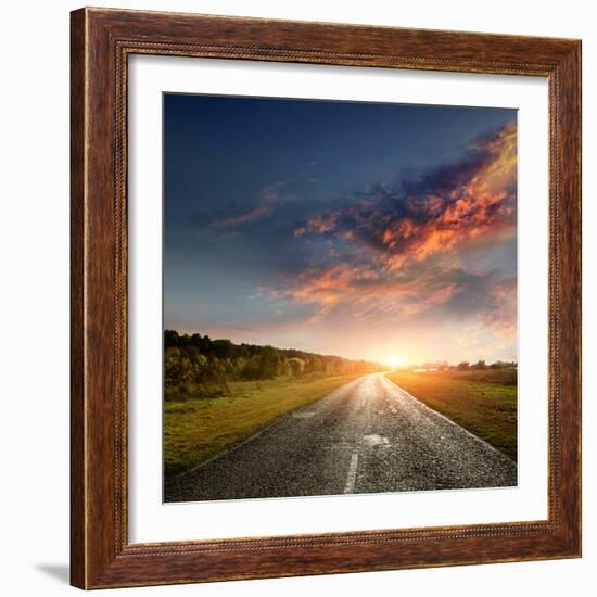 Paved Country Road with Surprisingly Beautiful Sky-Krivosheev Vitaly-Framed Photographic Print