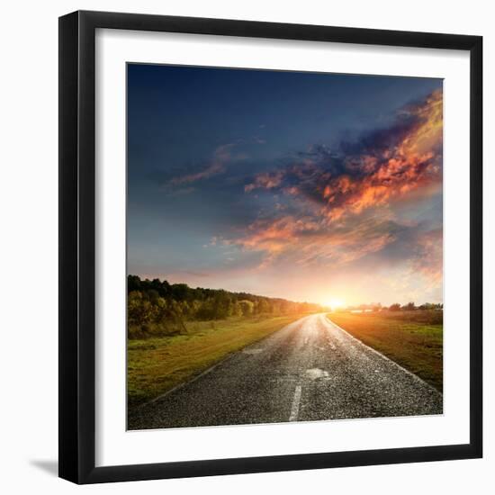 Paved Country Road with Surprisingly Beautiful Sky-Krivosheev Vitaly-Framed Photographic Print