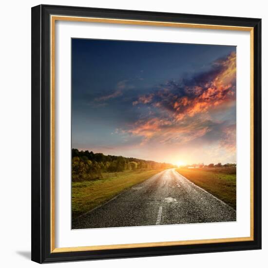 Paved Country Road with Surprisingly Beautiful Sky-Krivosheev Vitaly-Framed Photographic Print