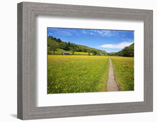 Paved Footpath across Buttercup Meadows at Muker-Mark Sunderland-Framed Photographic Print