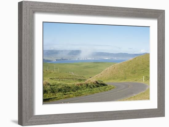 Paved Roads Snaking Through The Point Reyes Seashore Farmland In Northern California-Shea Evans-Framed Photographic Print