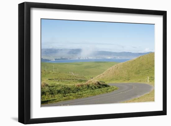 Paved Roads Snaking Through The Point Reyes Seashore Farmland In Northern California-Shea Evans-Framed Photographic Print