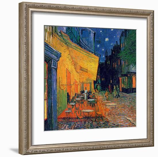 Pavement Cafe at Night-Vincent van Gogh-Framed Art Print