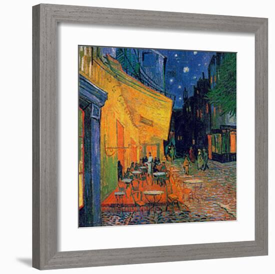 Pavement Cafe at Night-Vincent van Gogh-Framed Art Print