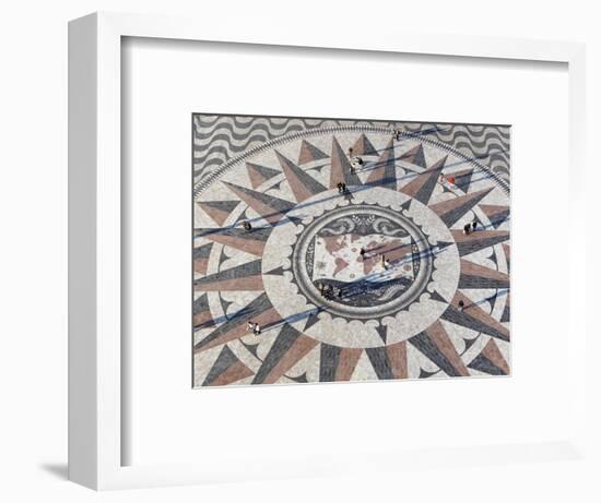 Pavement Map Showing Routes of Portugese Explorers Below Monument to Discoveries, Lisbon, Portugal-Stuart Black-Framed Photographic Print