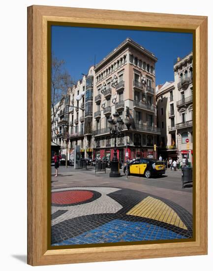 Pavement Mosaic by Joan Miro on Las Ramblas, Barcelona, Catalonia, Spain, Europe-Adina Tovy-Framed Premier Image Canvas