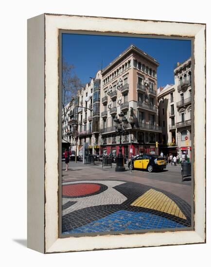 Pavement Mosaic by Joan Miro on Las Ramblas, Barcelona, Catalonia, Spain, Europe-Adina Tovy-Framed Premier Image Canvas