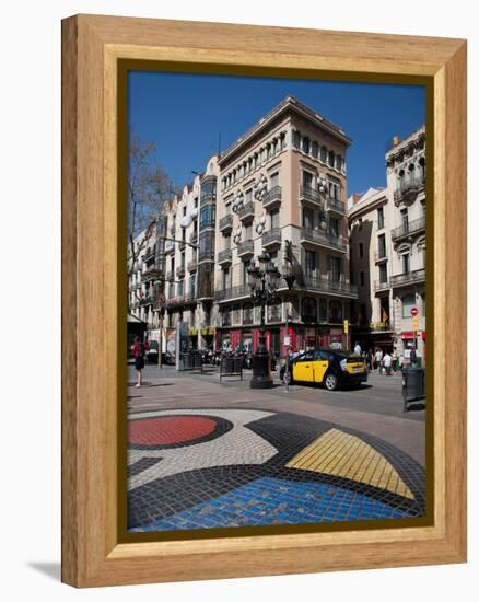 Pavement Mosaic by Joan Miro on Las Ramblas, Barcelona, Catalonia, Spain, Europe-Adina Tovy-Framed Premier Image Canvas