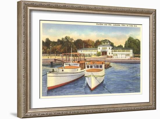 Pavilion and Pier, Lakeside, Ohio-null-Framed Art Print