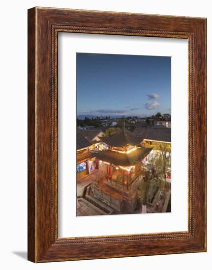 Pavilion near Wu Hua Gate at dusk, Dali, Yunnan, China, Asia-Ian Trower-Framed Photographic Print