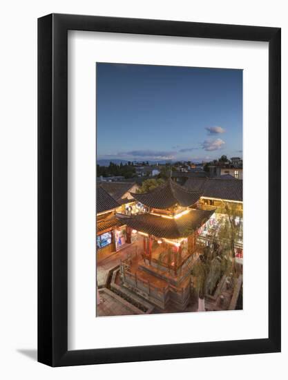 Pavilion near Wu Hua Gate at dusk, Dali, Yunnan, China, Asia-Ian Trower-Framed Photographic Print