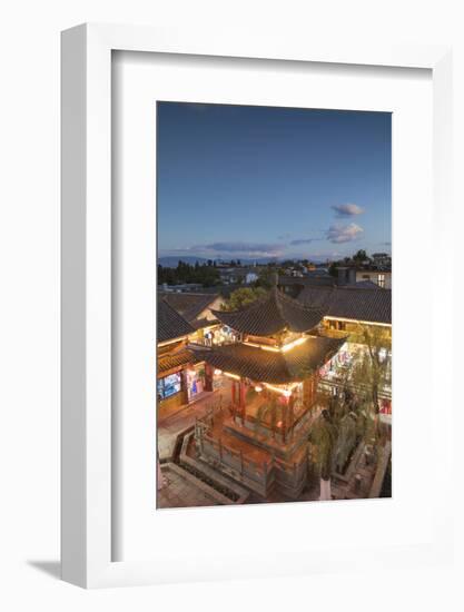 Pavilion near Wu Hua Gate at dusk, Dali, Yunnan, China, Asia-Ian Trower-Framed Photographic Print