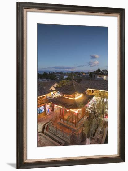 Pavilion near Wu Hua Gate at dusk, Dali, Yunnan, China, Asia-Ian Trower-Framed Photographic Print