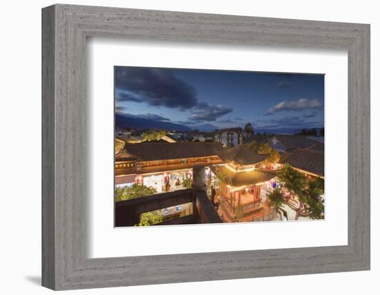 Pavilion near Wu Hua Gate at dusk, Dali, Yunnan, China, Asia-Ian Trower-Framed Photographic Print