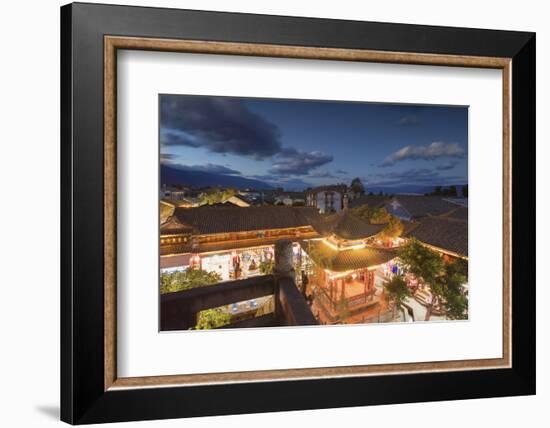 Pavilion near Wu Hua Gate at dusk, Dali, Yunnan, China, Asia-Ian Trower-Framed Photographic Print