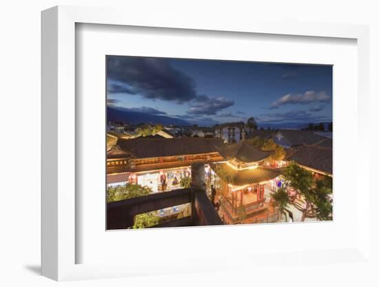 Pavilion near Wu Hua Gate at dusk, Dali, Yunnan, China, Asia-Ian Trower-Framed Photographic Print