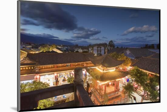 Pavilion near Wu Hua Gate at dusk, Dali, Yunnan, China, Asia-Ian Trower-Mounted Photographic Print