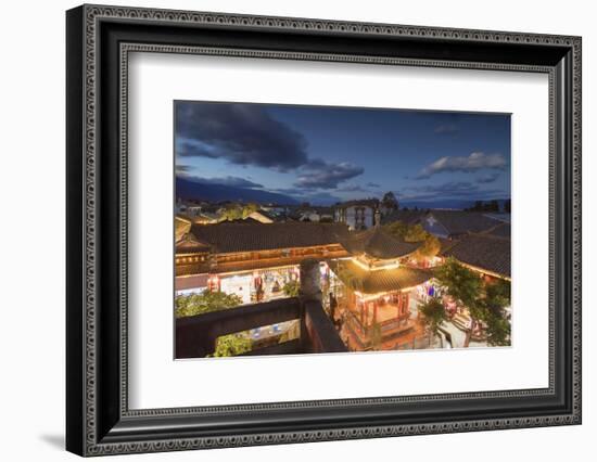 Pavilion near Wu Hua Gate at dusk, Dali, Yunnan, China, Asia-Ian Trower-Framed Photographic Print