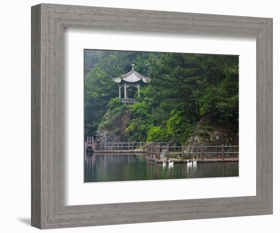 Pavilion with Lake in the Mountain, Tiantai Mountain, Zhejiang Province, China-Keren Su-Framed Photographic Print