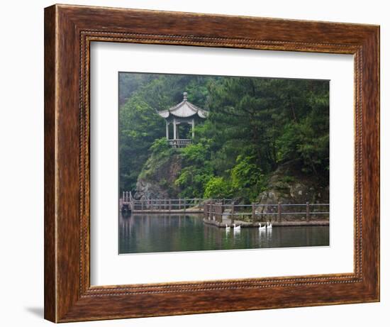 Pavilion with Lake in the Mountain, Tiantai Mountain, Zhejiang Province, China-Keren Su-Framed Photographic Print