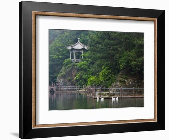 Pavilion with Lake in the Mountain, Tiantai Mountain, Zhejiang Province, China-Keren Su-Framed Photographic Print