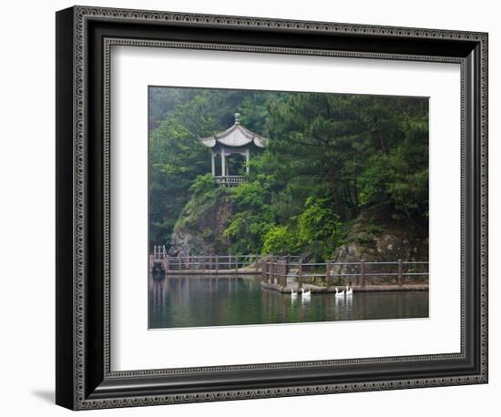 Pavilion with Lake in the Mountain, Tiantai Mountain, Zhejiang Province, China-Keren Su-Framed Photographic Print