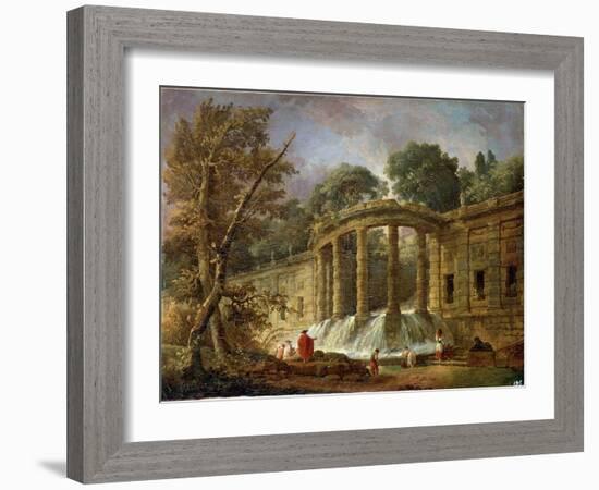 Pavilion with the Cascade, 1760-Hubert Robert-Framed Giclee Print