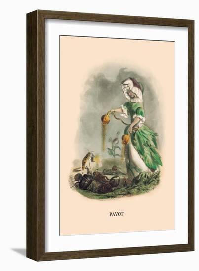 Pavot-J.J. Grandville-Framed Art Print