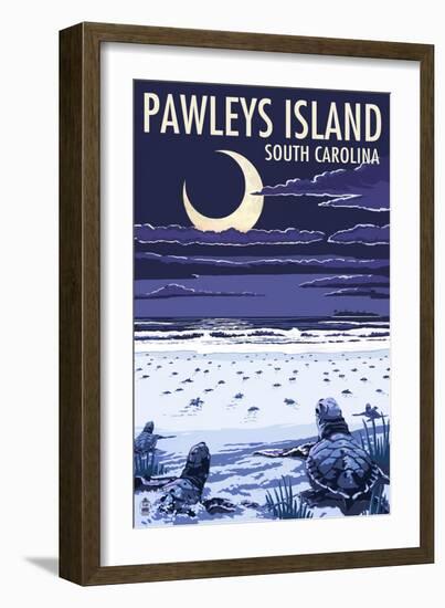 Pawleys Island, South Carolina - Baby Sea Turtles-Lantern Press-Framed Art Print