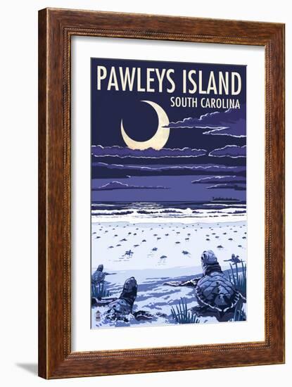 Pawleys Island, South Carolina - Baby Sea Turtles-Lantern Press-Framed Art Print