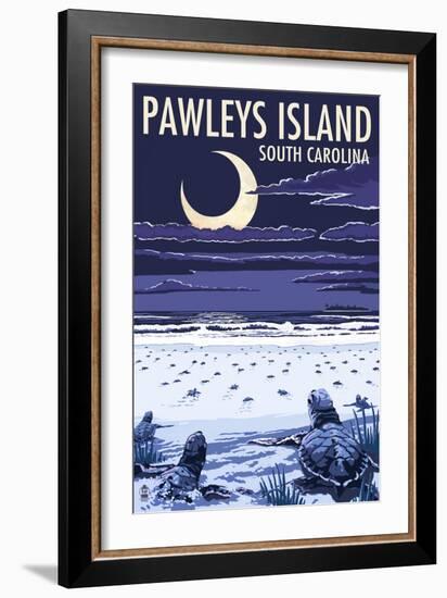 Pawleys Island, South Carolina - Baby Sea Turtles-Lantern Press-Framed Art Print