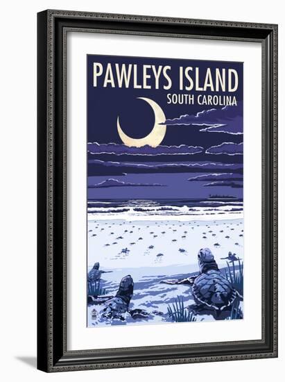 Pawleys Island, South Carolina - Baby Sea Turtles-Lantern Press-Framed Art Print