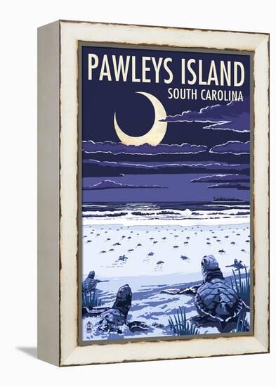 Pawleys Island, South Carolina - Baby Sea Turtles-Lantern Press-Framed Stretched Canvas