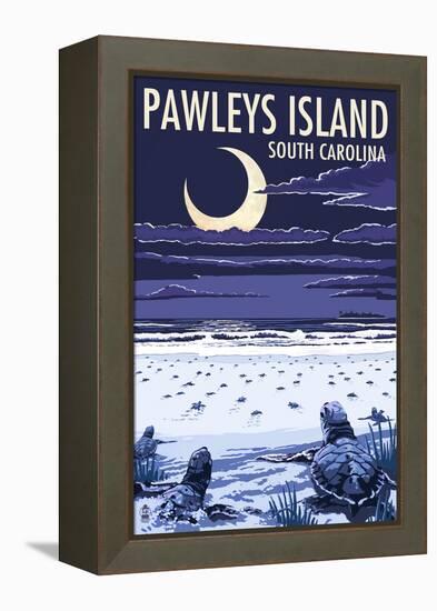 Pawleys Island, South Carolina - Baby Sea Turtles-Lantern Press-Framed Stretched Canvas