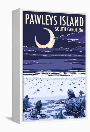Pawleys Island, South Carolina - Baby Sea Turtles-Lantern Press-Framed Stretched Canvas