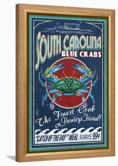 Pawleys Island, South Carolina - Blue Crabs-Lantern Press-Framed Stretched Canvas