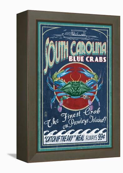 Pawleys Island, South Carolina - Blue Crabs-Lantern Press-Framed Stretched Canvas