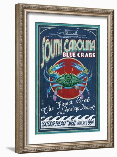 Pawleys Island, South Carolina - Blue Crabs-Lantern Press-Framed Art Print