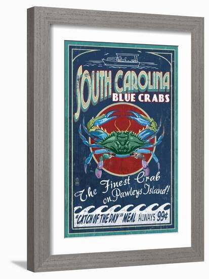 Pawleys Island, South Carolina - Blue Crabs-Lantern Press-Framed Art Print