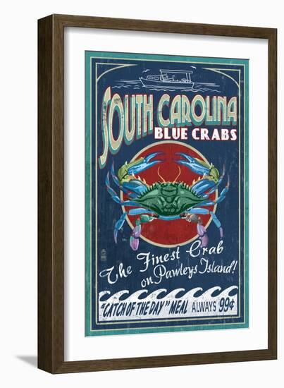 Pawleys Island, South Carolina - Blue Crabs-Lantern Press-Framed Art Print