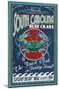 Pawleys Island, South Carolina - Blue Crabs-Lantern Press-Mounted Art Print
