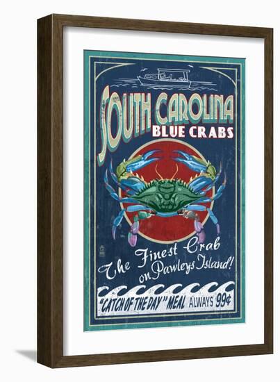 Pawleys Island, South Carolina - Blue Crabs-Lantern Press-Framed Premium Giclee Print