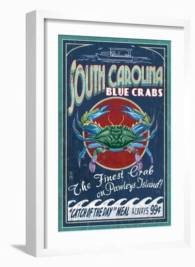 Pawleys Island, South Carolina - Blue Crabs-Lantern Press-Framed Premium Giclee Print