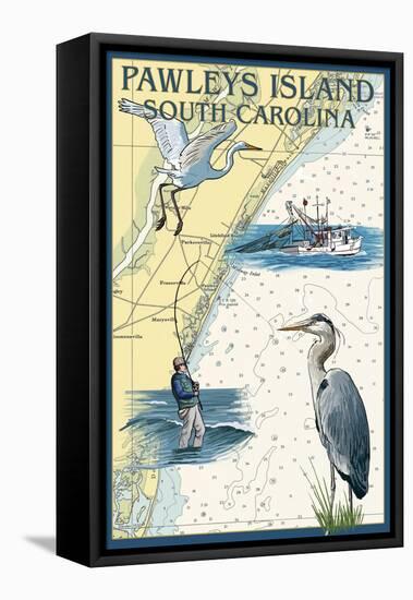 Pawleys Island, South Carolina - Nautical Chart-Lantern Press-Framed Stretched Canvas